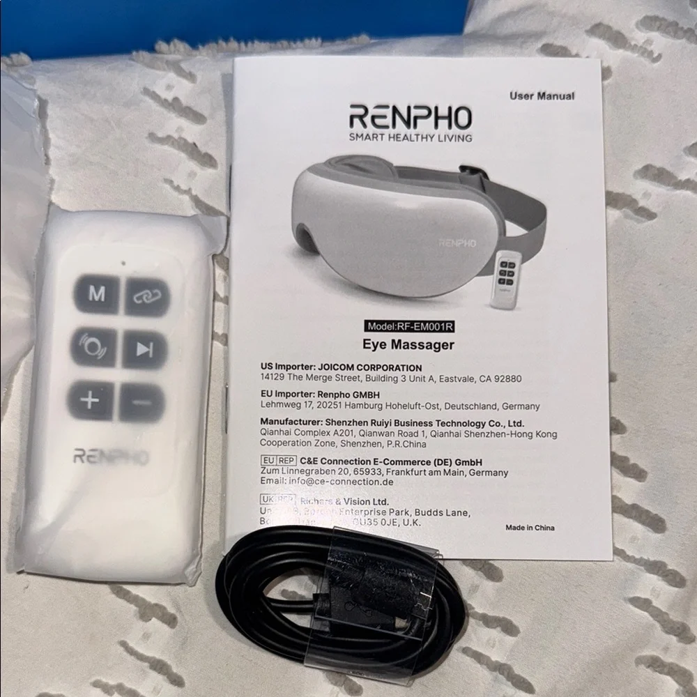 NEW Renpho Eye Massager Fatigue Relief Pressure Heath Bluetooth Music White Grey